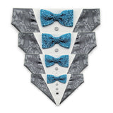 Dog Bandana with Bow Tie - "Gray Tuxedo with Blue Bow Tie"