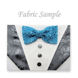 Dog Bandana with Bow Tie - "Gray Tuxedo with Blue Bow Tie"