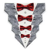 Dog Bandana with Bow Tie - "Gray Tuxedo with Red Bow Tie"