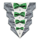 Dog Bandana with Bow Tie - "Gray Tuxedo with Green Bow Tie"