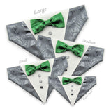 Dog Bandana with Bow Tie - "Gray Tuxedo with Green Bow Tie"