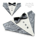 Dog Bandana with Bow Tie - "Gray Tuxedo with Gray Bow Tie"