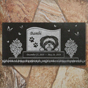 Shih Tzu Personalized Dog Memorial - Granite Stone Pet Grave Marker - 6x12 - Bambi