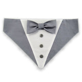 Dog Bandana with Bow Tie - "Gray Tuxedo with Gray Bow Tie"