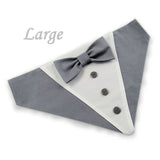 Dog Bandana with Bow Tie - "Gray Tuxedo with Gray Bow Tie"