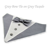 Dog Bandana with Bow Tie - "Gray Tuxedo with Gray Bow Tie"