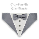 Dog Bandana with Bow Tie - "Gray Tuxedo with Gray Bow Tie"