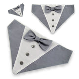 Dog Bandana with Bow Tie - "Gray Tuxedo with Gray Bow Tie"