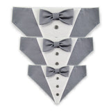 Dog Bandana with Bow Tie - "Gray Tuxedo with Gray Bow Tie"