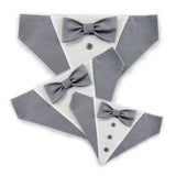 Dog Bandana with Bow Tie - "Gray Tuxedo with Gray Bow Tie"