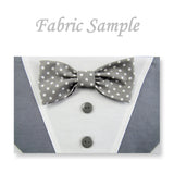 Dog Bandana with Bow Tie - "Gray Tuxedo with Gray and White Bow Tie"