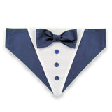 Dog Bandana with Bow Tie - "Navy Blue Tuxedo with Blue Bow Tie"