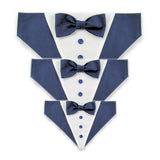 Dog Bandana with Bow Tie - "Navy Blue Tuxedo with Blue Bow Tie"