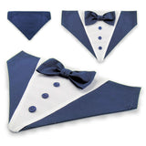 Dog Bandana with Bow Tie - "Navy Blue Tuxedo with Blue Bow Tie"