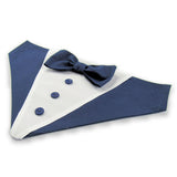 Dog Bandana with Bow Tie - "Navy Blue Tuxedo with Blue Bow Tie"