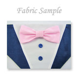 Dog Bandana with Bow Tie - "Navy Blue Tuxedo with Pink Bow Tie"