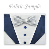 Dog Bandana with Bow Tie - "Navy Blue Tuxedo with Gray and White Bow Tie"