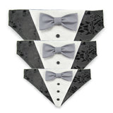 Black Tuxedo with Gray Bow Tie - Dog Bandana with Bow Tie