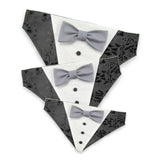 Black Tuxedo with Gray Bow Tie - Dog Bandana with Bow Tie