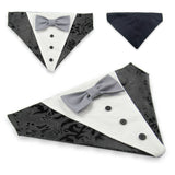 Black Tuxedo with Gray Bow Tie - Dog Bandana with Bow Tie