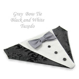 Black Tuxedo with Gray Bow Tie - Dog Bandana with Bow Tie