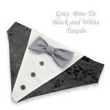 Black Tuxedo with Gray Bow Tie - Dog Bandana with Bow Tie