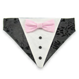 Black Tuxedo with Pink Bow Tie - Dog Bandana with Bow Tie