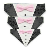 Black Tuxedo with Pink Bow Tie - Dog Bandana with Bow Tie