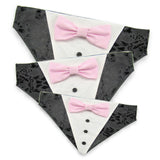 Black Tuxedo with Pink Bow Tie - Dog Bandana with Bow Tie