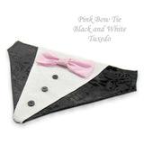 Black Tuxedo with Pink Bow Tie - Dog Bandana with Bow Tie