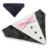 Black Tuxedo with Pink Bow Tie - Dog Bandana with Bow Tie