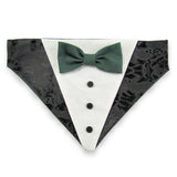 Black Tuxedo with Green Bow Tie - Dog Bandana with Bow Tie