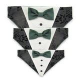 Black Tuxedo with Green Bow Tie - Dog Bandana with Bow Tie