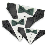 Black Tuxedo with Green Bow Tie - Dog Bandana with Bow Tie