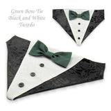 Black Tuxedo with Green Bow Tie - Dog Bandana with Bow Tie