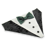 Black Tuxedo with Green Bow Tie - Dog Bandana with Bow Tie