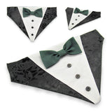 Black Tuxedo with Green Bow Tie - Dog Bandana with Bow Tie