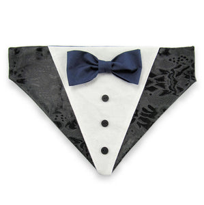 Black Tuxedo with Blue Bow Tie - Dog Bandana with Bow Tie 