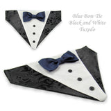 Black Tuxedo with Blue Bow Tie - Dog Bandana with Bow Tie 