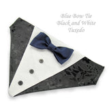 Black Tuxedo with Blue Bow Tie - Dog Bandana with Bow Tie 