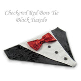 Dog Bandana with Bow Tie - "Black Tuxedo with Red Bow Tie"