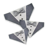 Dog Bandana with Bow Tie - "Gray Tuxedo with Gray and White Bow Tie"