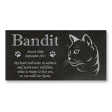 Personalized Cat Memorial - Granite Stone Pet Grave Marker - 6x12 - Bandit