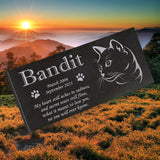 Personalized Cat Memorial - Granite Stone Pet Grave Marker - 6x12 - Bandit