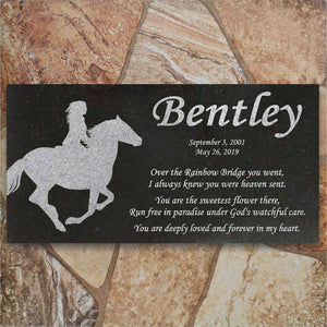 Personalized Horse Memorial - Granite Stone Pet Grave Marker - 6x12 - Bentley