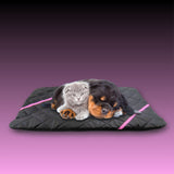 Handmade Black and Pink Rectangular Pet Mat