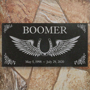 Personalized Horse Memorial - Granite Stone Pet Grave Marker - 6x12 - Boomer