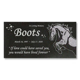 Personalized Horse Memorial - Granite Stone Pet Grave Marker - 6x12 - Boots