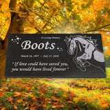 Personalized Horse Memorial - Granite Stone Pet Grave Marker - 6x12 - Boots