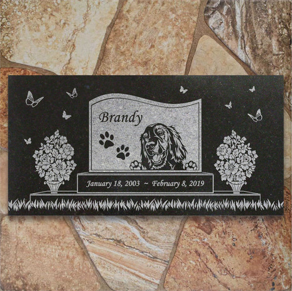 Irish Setter Personalized Dog Memorial - Granite Stone Pet Grave Marker - 6x12 - Brandy